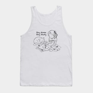 Stay home stay study with cat Tank Top